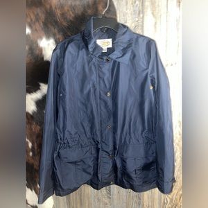 Talbots size large navy blue utility lightweight zip up & snap closure jacket